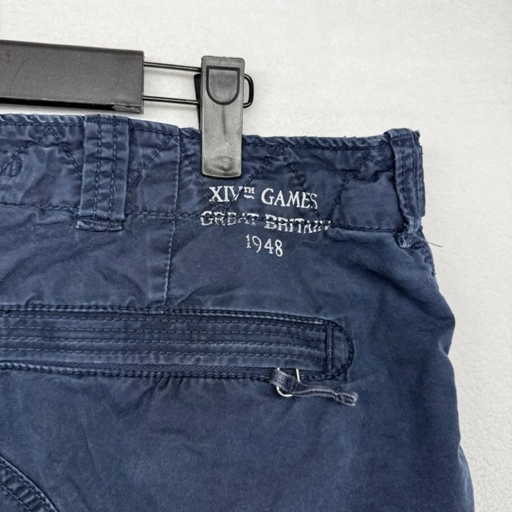 Vintage Ralph Lauren Shorts Me'ns 38 Blue Navy Military Cargo Great Britain 1948